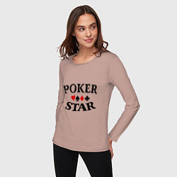 Лонгслив хлопковый женский Poker Star, цвет: пыльно-розовый — фото 2