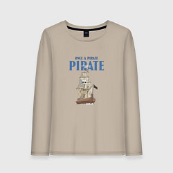 Лонгслив хлопковый женский Once a pirate always a pirate, цвет: миндальный