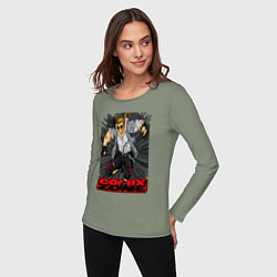 Лонгслив хлопковый женский Sketch jump, цвет: авокадо — фото 2