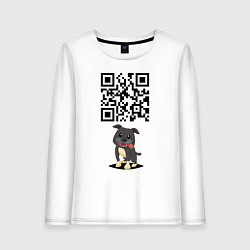 Лонгслив хлопковый женский Sex, milk, rock n roll! QR code!, цвет: белый