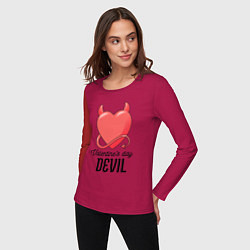 Лонгслив хлопковый женский Valentines Day Devil, цвет: маджента — фото 2