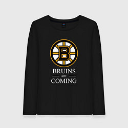 Лонгслив хлопковый женский Boston are coming, Бостон Брюинз, Boston Bruins, цвет: черный