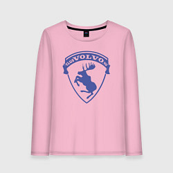 Лонгслив хлопковый женский VOLVO логотип синий, цвет: светло-розовый