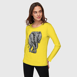Лонгслив хлопковый женский Огромный могучий слон, цвет: желтый — фото 2