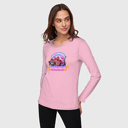 Лонгслив хлопковый женский Симулятор пиццы, цвет: светло-розовый — фото 2