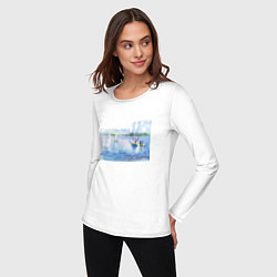 Лонгслив хлопковый женский Россия Озеро, цвет: белый — фото 2