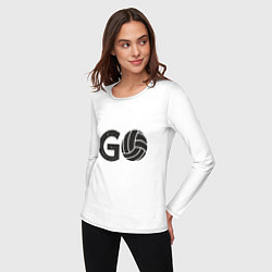 Лонгслив хлопковый женский Go Volleyball, цвет: белый — фото 2