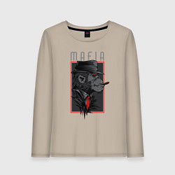 Лонгслив хлопковый женский Обезьяна мафиози, цвет: миндальный