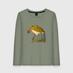 Лонгслив хлопковый женский Мудрая лягушка, цвет: авокадо
