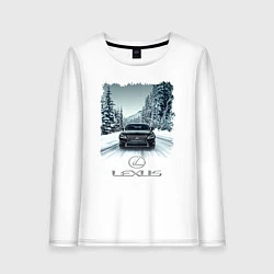 Лонгслив хлопковый женский Lexus - зимняя дорога, цвет: белый