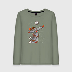 Лонгслив хлопковый женский Мощный космический удар, цвет: авокадо