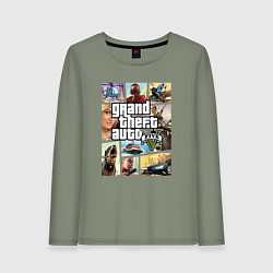 Лонгслив хлопковый женский GTA V Logos, цвет: авокадо
