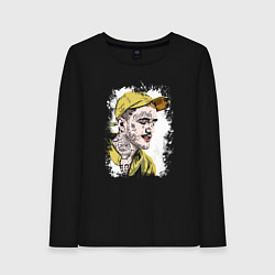 Лонгслив хлопковый женский Lil Peep в кепке Лил Пип, цвет: черный