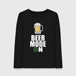 Лонгслив хлопковый женский BEER MODE ON, ПИВО, цвет: черный