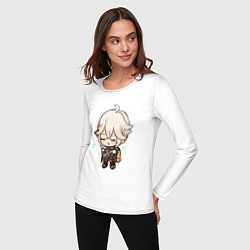 Лонгслив хлопковый женский Музыкальный Кадзуха, цвет: белый — фото 2