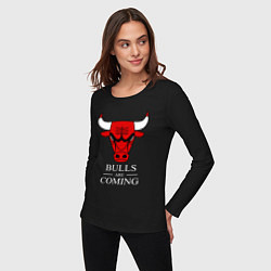 Лонгслив хлопковый женский Chicago Bulls are coming Чикаго Буллз, цвет: черный — фото 2