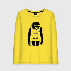 Лонгслив хлопковый женский Оставайся Собой Бэнкси Banksy, цвет: желтый