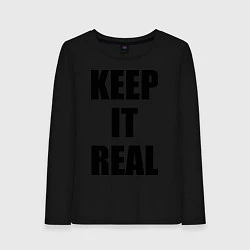 Лонгслив хлопковый женский Keep it real, цвет: черный