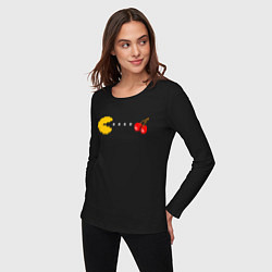 Лонгслив хлопковый женский Pac-man 8bit, цвет: черный — фото 2