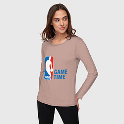 Лонгслив хлопковый женский NBA Game Time, цвет: пыльно-розовый — фото 2