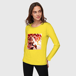 Лонгслив хлопковый женский Каэдэхара Кадзуха с котенком Геншин Импакт, цвет: желтый — фото 2