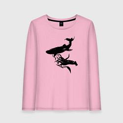 Лонгслив хлопковый женский Кит и Кальмар, цвет: светло-розовый