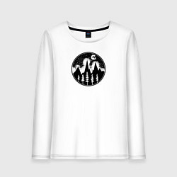Лонгслив хлопковый женский Дракон и Горы, цвет: белый