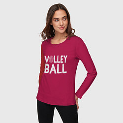 Лонгслив хлопковый женский Спорт Волейбол, цвет: маджента — фото 2
