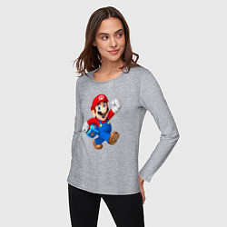 Лонгслив хлопковый женский Super Mario Hero!, цвет: меланж — фото 2
