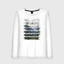 Женский лонгслив Горы, небо и птицы