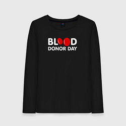 Лонгслив хлопковый женский Blood Donor Day, цвет: черный