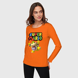Лонгслив хлопковый женский Bowser Junior Super Mario, цвет: оранжевый — фото 2