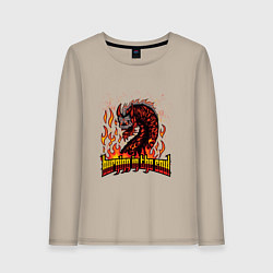 Лонгслив хлопковый женский Burning in the soul, цвет: миндальный