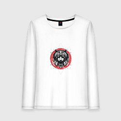 Лонгслив хлопковый женский ТИГР ЗВЕРЬ, цвет: белый