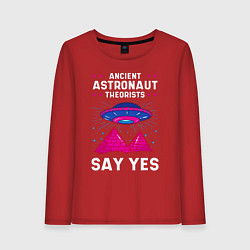 Лонгслив хлопковый женский Ancient Astronaut Theorist Say Yes, цвет: красный