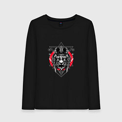 Лонгслив хлопковый женский ЛЕВ ХИЩНИК, цвет: черный