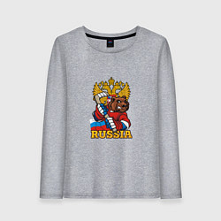 Лонгслив хлопковый женский Хоккей - Russia, цвет: меланж