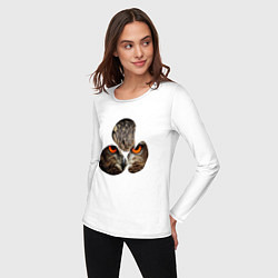 Лонгслив хлопковый женский Owl puzzle, цвет: белый — фото 2