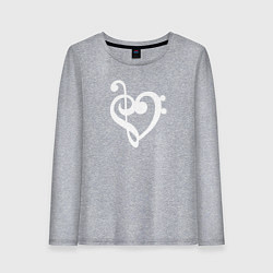 Женский лонгслив Сердце Скрипичный и Басовый Ключи