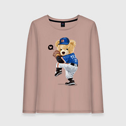 Женский лонгслив МИШКА БЕЙСБОЛИСТ