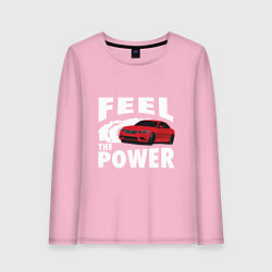 Лонгслив хлопковый женский BMW - Почувствуй силу, цвет: светло-розовый