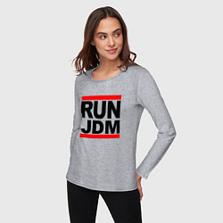 Лонгслив хлопковый женский Run JDM Japan, цвет: меланж — фото 2