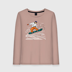 Лонгслив хлопковый женский Сноубордист snowboard, цвет: пыльно-розовый