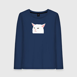 Женский лонгслив Белый кот из мема