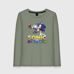 Лонгслив хлопковый женский Sonic Colours Hedgehog Video game, цвет: авокадо