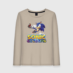 Лонгслив хлопковый женский Sonic Colours Hedgehog Video game, цвет: миндальный