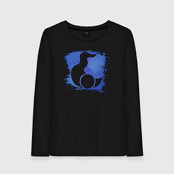 Лонгслив хлопковый женский Знак Тзинча пятно, цвет: черный