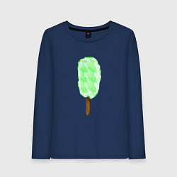 Лонгслив хлопковый женский Мороженое на палочке, цвет: тёмно-синий