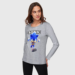 Лонгслив хлопковый женский Sonic the Hedgehog 2, цвет: меланж — фото 2
