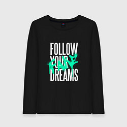 Лонгслив хлопковый женский Follow Your Fake Dreams, цвет: черный